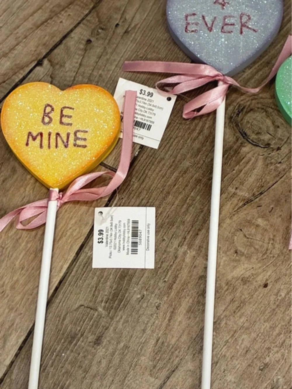 Sparkling Conversation Heart floral arrangement, wreath Stakes - Assorted Colors